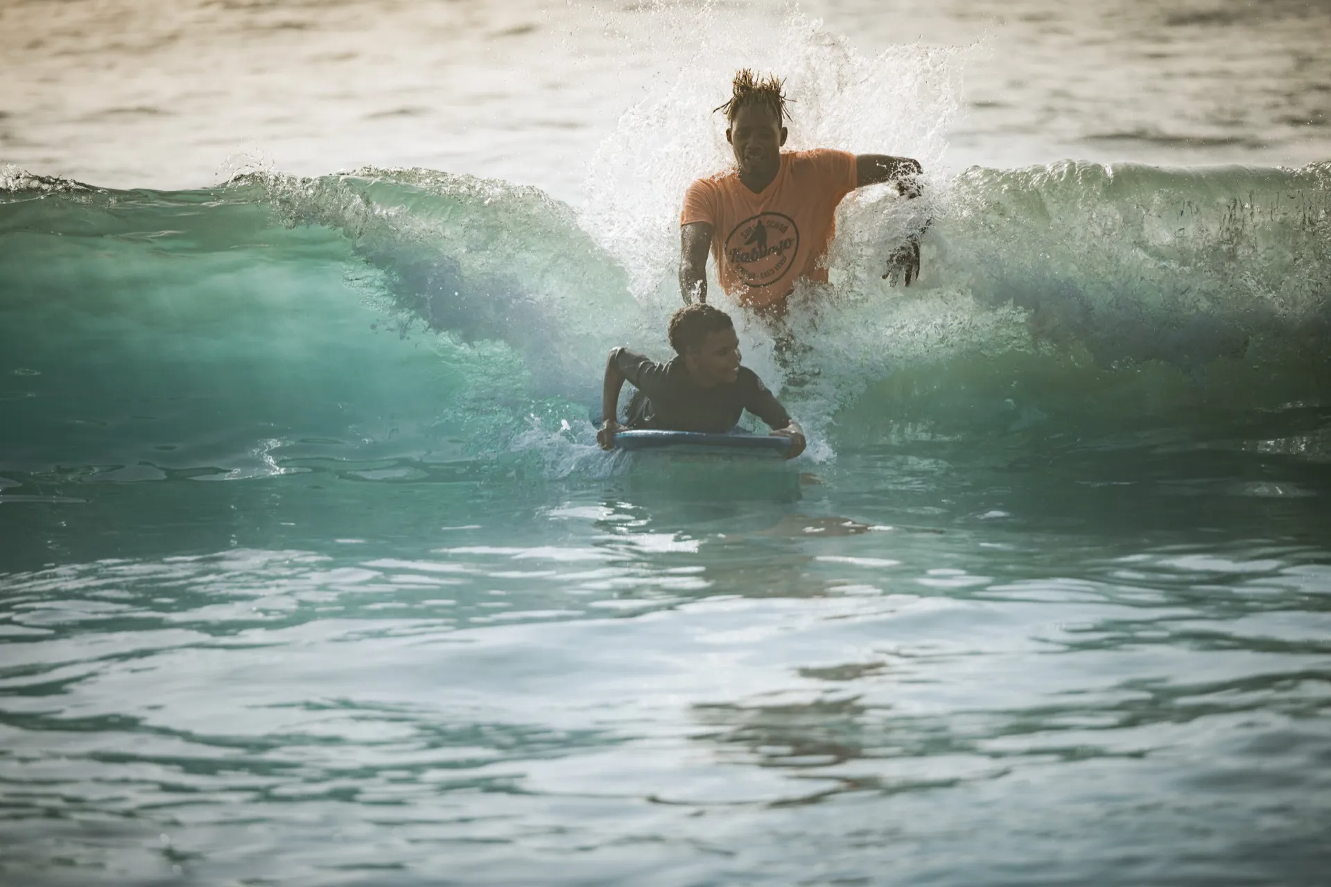 Surf lesson in the water