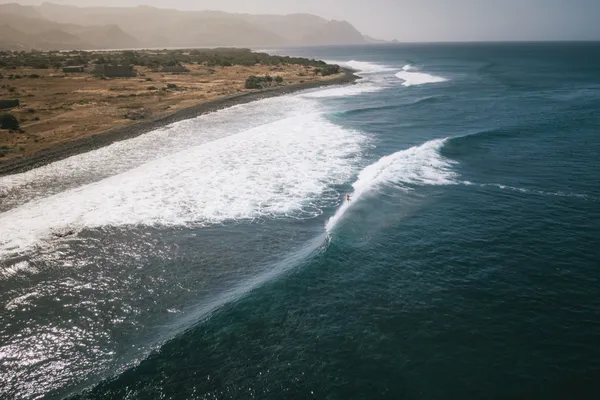 Aerial coastline with perfect waves